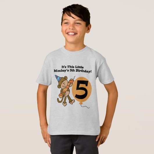 Little Monkey 5th Birthday Tshirts and Gifts (Voorkant volledig)