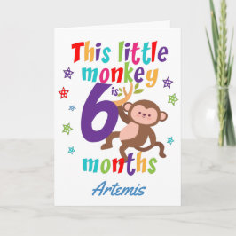 Little Monkey 6 maanden verjaardag Kaart