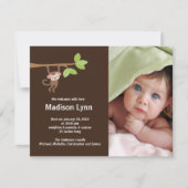 Little Monkey Baby Girl Birth Foto kondiging Kaart (Voorkant)