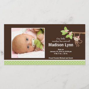 Little Monkey Baby Girl Foto aankondiging