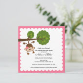 Little Monkey Baby Girl Shower Kaart (Staand voorkant)