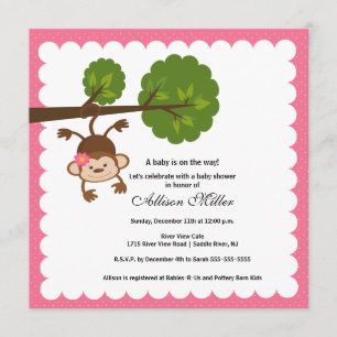 Little Monkey Baby Girl Shower Kaart
