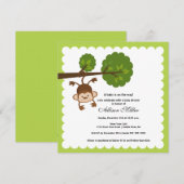 Little Monkey Baby shower Invitation Kaart (Voorkant / Achterkant)