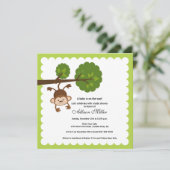 Little Monkey Baby shower Invitation Kaart (Staand voorkant)