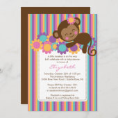 Little Monkey Baby shower Invitation Kaart (Voorkant / Achterkant)