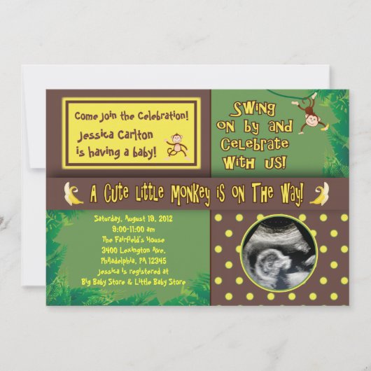 Little Monkey Baby shower Invitation Kaart (Voorkant)