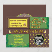 Little Monkey Baby shower Invitation Kaart (Voorkant / Achterkant)