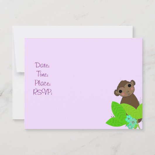 Little Monkey Baby shower Invitation Kaart (Achterkant)