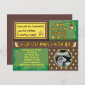 Little Monkey Baby shower Invitation Kaart (Voorkant / Achterkant)