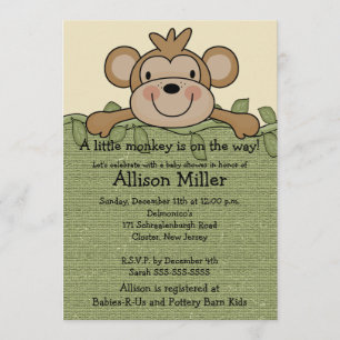 Little Monkey Baby shower Invitation Kaart
