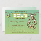 Little Monkey Baby shower Invitation Kaart (Voorkant / Achterkant)