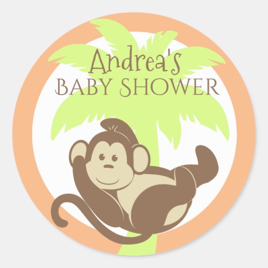 Little Monkey Baby shower Ronde Sticker (Voorkant)