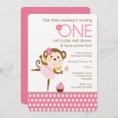 Little Monkey Birthday met Balerina Kaart (Voorkant / Achterkant)