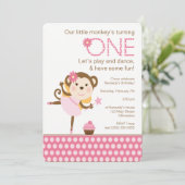 Little Monkey Birthday met Balerina Kaart (Staand voorkant)