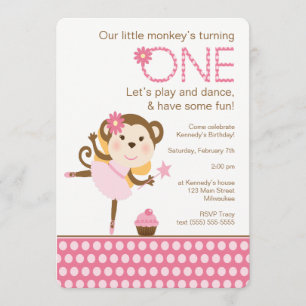 Little Monkey Birthday met Balerina Kaart