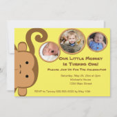 Little Monkey Birthday Party Invitation Kaart (Voorkant)