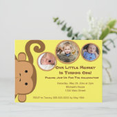 Little Monkey Birthday Party Invitation Kaart (Staand voorkant)