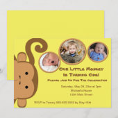 Little Monkey Birthday Party Invitation Kaart (Voorkant / Achterkant)