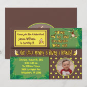 Little Monkey Birthday Party Invitation Kaart (Voorkant / Achterkant)