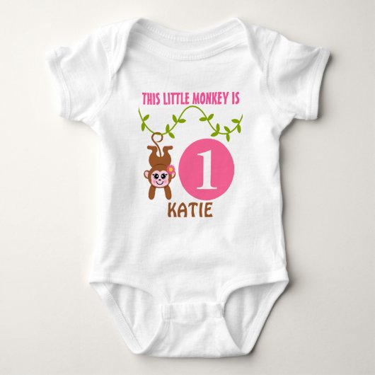 Little Monkey Birthday Personalized Romper (Voorkant)