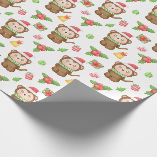 Little Monkey Christmas Cadeaupapier (Hoek)