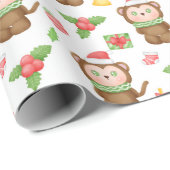 Little Monkey Christmas Cadeaupapier (Rol Hoek)