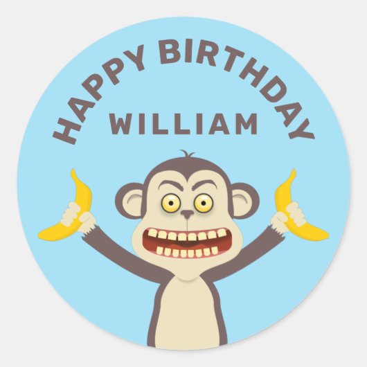 Little Monkey Classic Ronde Sticker (Voorkant)