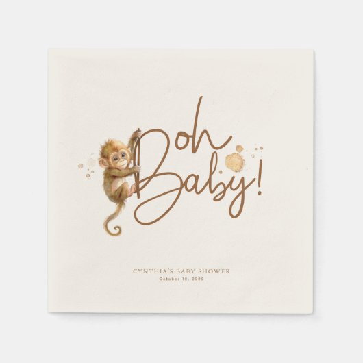 Little Monkey Cute Oerwoud Safari Baby shower Servet (Voorkant)
