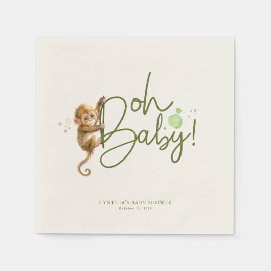 Little Monkey Cute Oerwoud Safari Baby shower Servet (Voorkant)
