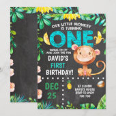 Little Monkey eerste verjaardag jongensfeest Kaart (Voorkant / Achterkant)