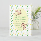 Little Monkey First Birthday Banana Peels Green Kaart (Staand voorkant)