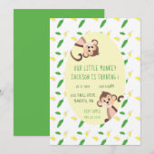 Little Monkey First Birthday Banana Peels Green Kaart (Voorkant / Achterkant)