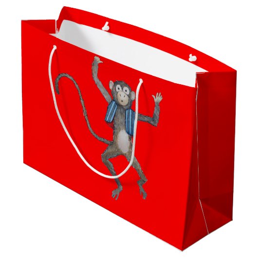 Little Monkey Gift Bag Groot Cadeauzakje (Achterkant Gekanteld)