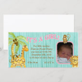 Little Monkey Girl Baby Birth Announement Aankondiging (Voorkant / Achterkant)