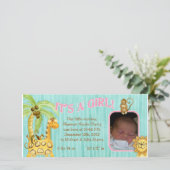 Little Monkey Girl Baby Birth Announement Aankondiging (Staand voorkant)