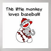 Little Monkey houdt van Baseball T-shirts en cadea Poster (Voorkant)