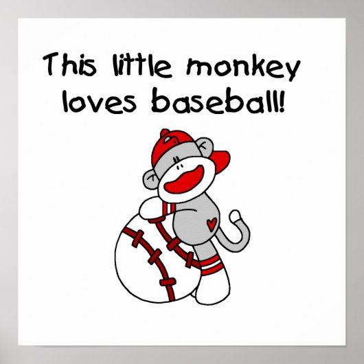 Little Monkey houdt van Baseball T-shirts en cadea Poster (Voorkant)