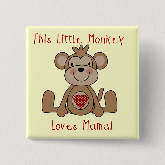 Little Monkey houdt van mama T-shirts en cadeautje Vierkante Button 5,1 Cm (Voorkant)