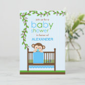 Little Monkey in een Wieg Boy Baby shower Kaart (Staand voorkant)