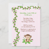 Little Monkey in een Wieg Girl Baby shower Kaart (Achterkant)