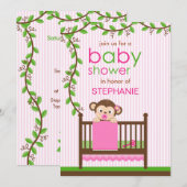 Little Monkey in een Wieg Girl Baby shower Kaart (Voorkant / Achterkant)