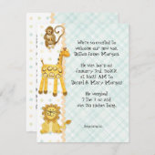 Little Monkey, Jongen Baby Geboorte Aankondiging 3 (Voorkant / Achterkant)