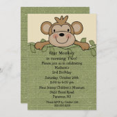 Little Monkey Kids Birthday Invitation Kaart (Voorkant / Achterkant)