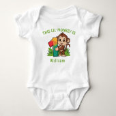 Little Monkey Kinder 1e Verjaardag Gepersonaliseer Romper (Voorkant)