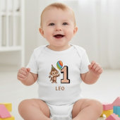 Little Monkey Kinder 1e Verjaardag gepersonaliseer Romper