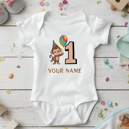 Little Monkey Kinder 1e Verjaardag gepersonaliseer Romper