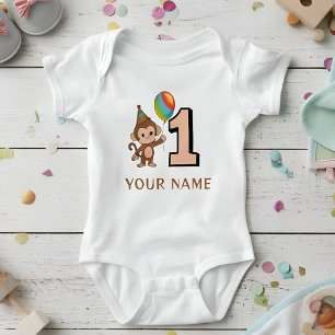 Little Monkey Kinder 1e Verjaardag gepersonaliseer Romper