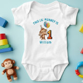Little Monkey Kinder 1e Verjaardag gepersonaliseer Romper