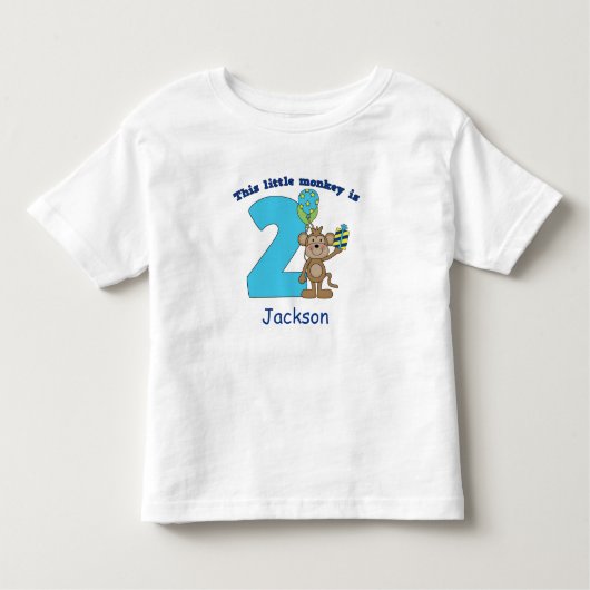 Little Monkey Kinder 2e Verjaardag gepersonaliseer Kinder Shirts (Voorkant)