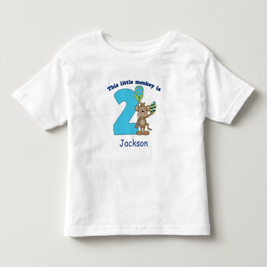 Little Monkey Kinder 2e Verjaardag gepersonaliseer Shirts (Voorkant)
